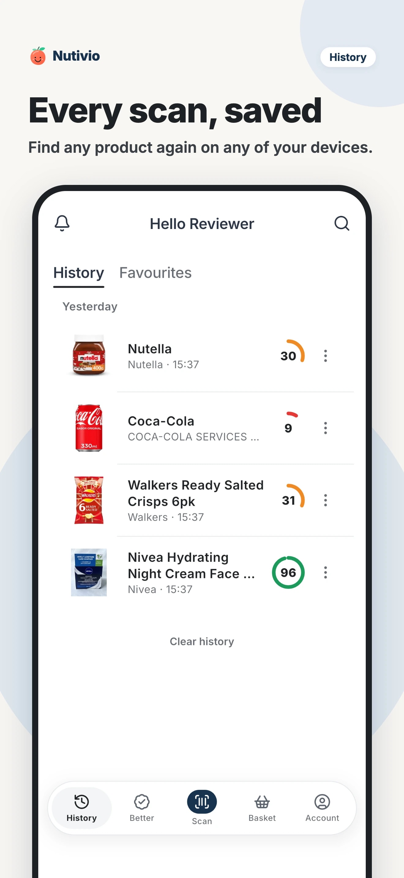 Every scan, saved: find any product again on any of your devices.